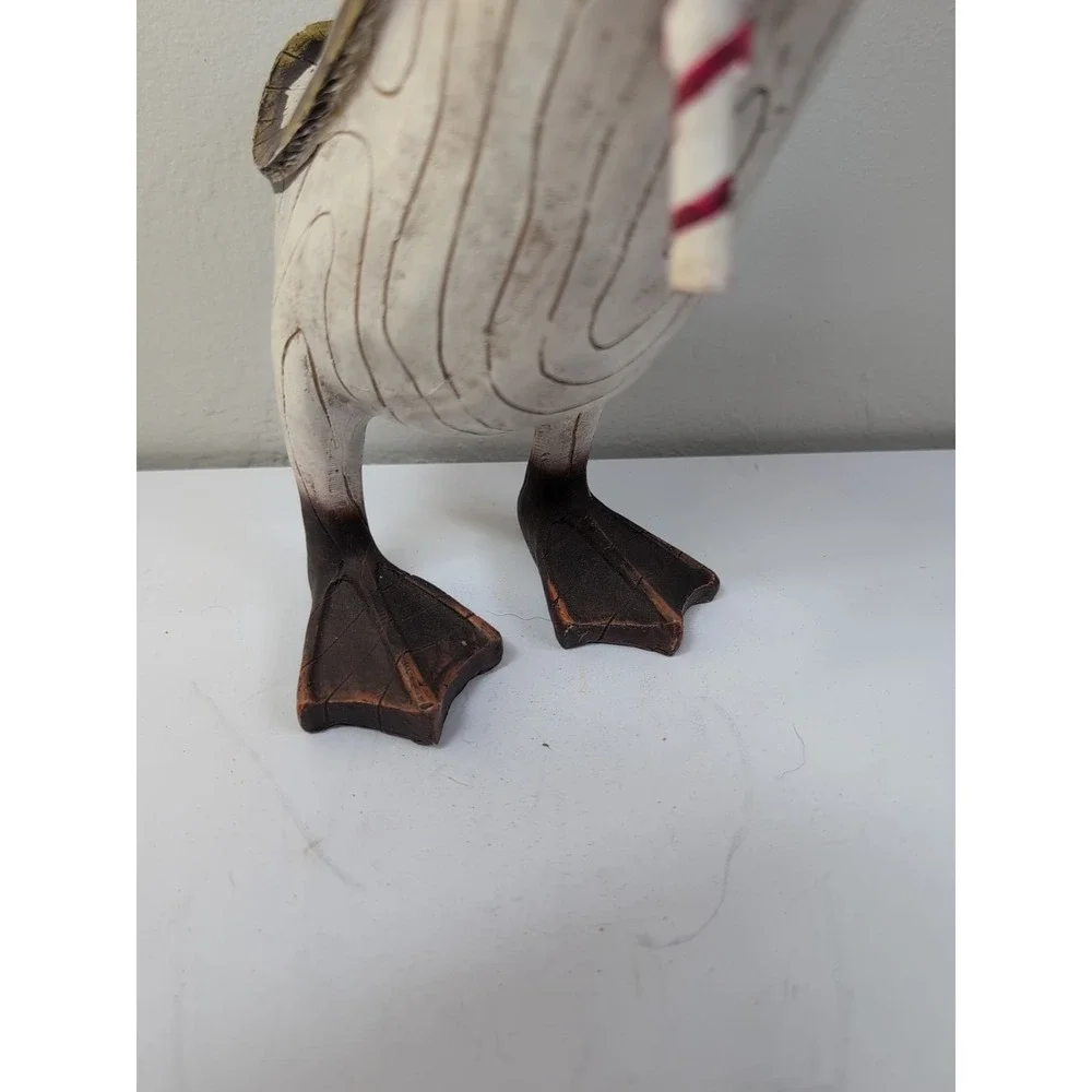 Folk Art Resin Holiday Christmas Duck Figure 13 In